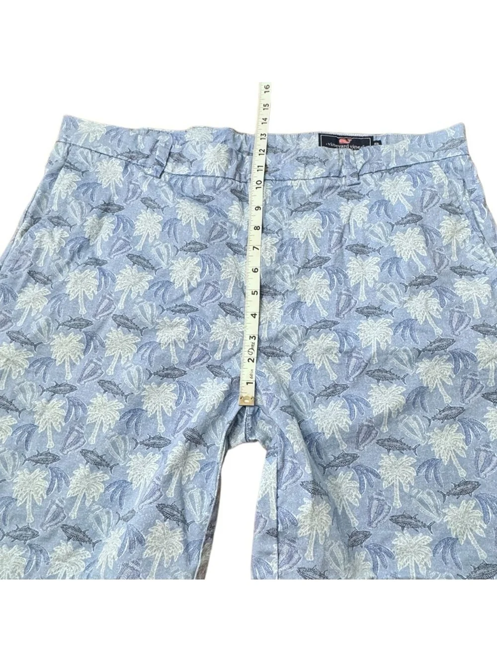Vineyard Vines Breaker Shorts Blue Fish Palm Trees Tropical Beach Men’s Size 40